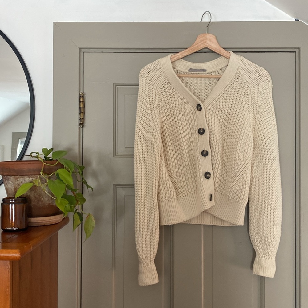 Everlane Textured Cotton Cardigan - Oatmeal color